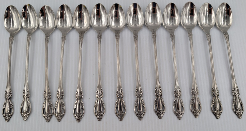 12 Oneida Distinction Deluxe HH Stainless Steel Raphael Iced Tea Spoons - Picture 1 of 10
